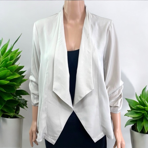 NWT Massini Women's Ruched Sleeve Open Blazer Jacket - Picture 13 of 16
